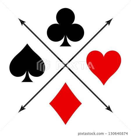 撲克牌花色：黑桃、紅心、方塊、四葉草 130640874