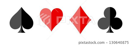 撲克牌花色：黑桃、紅心、方塊、四葉草 130640875