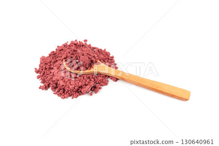 Acai powder circle pile, violet superfood dust, pink fruit flour extract mound Acai powder circle pile, violet superfood dust, pink fruit flour extract mound 130640961