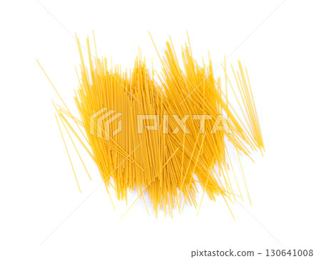 Raw spaghetti isolated, dry spagetti, long wheat noodles, uncooked italian macaroni bundle 130641008