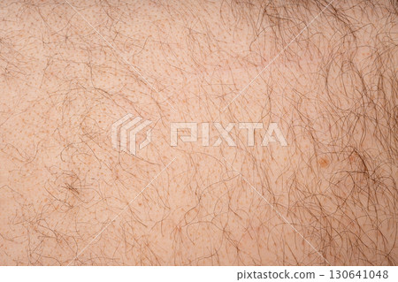 Wet human skin with water drops closeup. Sweat healthy body, macro shower drops on woman skin 130641048