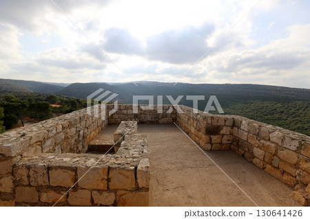 Ruins of the Crusader-era fortress of Yehiam in Israel. 130641426