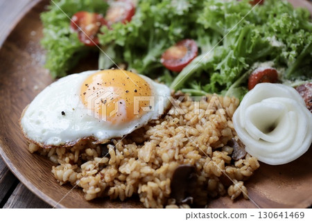 Dry curry mixed with rolled barley and rice Dry curry mixed with rolled barley and rice 130641469