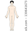 Anatomical upright position, male, front view, color, with hair 130641673