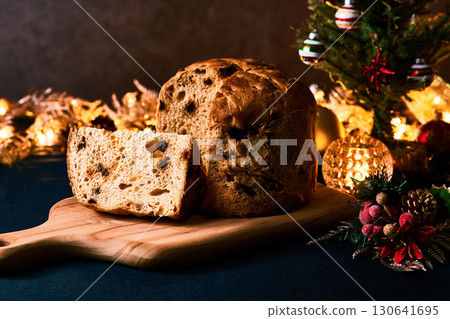 Christmas Panettone and Illumination Dinner Table 130641695