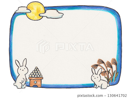 Moon and rabbit frame illustration 130641702