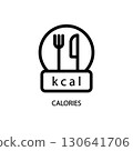 Calories outline vector icon. Thin line black calories icon, flat vector simple element illustration from editable food concept isolated stroke on white background 130641706