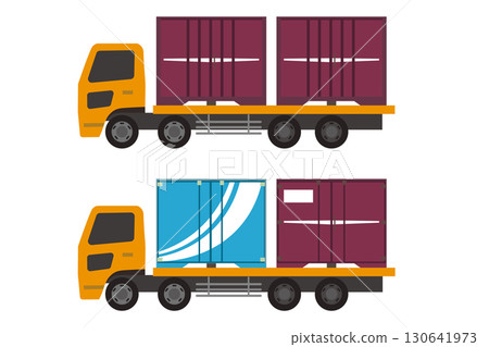 Vector illustration of a large truck carrying two containers 130641973