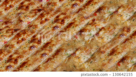 Georgian lula kebab wallpaper. Grilled souvlaki pattern, minced meat kebap, mutton lula platter 130642155