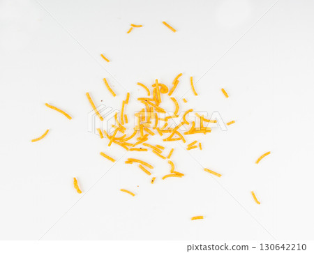 Aloo bhujia indian snack isolated. Crispy potato and chickpea flour strips, alu bhujiya sev Aloo bhujia indian snack isolated. Crispy potato and chickpea flour strips, alu bhujiya sev 130642210