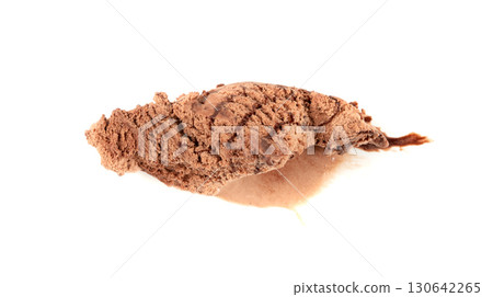 Melted chocolate ice cream isolated, real melting cocoa icecream drops, chocolate ice stain Melted chocolate ice cream isolated, real melting cocoa icecream drops, chocolate ice stain 130642265