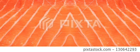 Natural Atlantic Norwegian Salmon Fillet Texture or Pattern 130642293