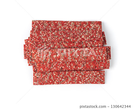 Beetroot crackers, thin rusk beet root bread, red diet multigrain crispbread, various seeds Beetroot crackers, thin rusk beet root bread, red diet multigrain crispbread, various seeds 130642344