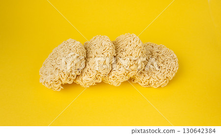 Raw Noodles, Dry Round Ramen Noodle, Uncooked Korea Vermicelli, Chinese Wheat Pasta Raw Noodles, Dry Round Ramen Noodle, Uncooked Korea Vermicelli, Chinese Wheat Pasta 130642384