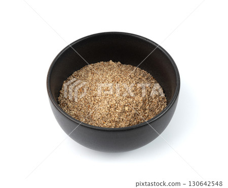 Milk thistle seeds powder, crushed silybum marianum grains pile, milled dry blessed milkthistle Milk thistle seeds powder, crushed silybum marianum grains pile, milled dry blessed milkthistle 130642548