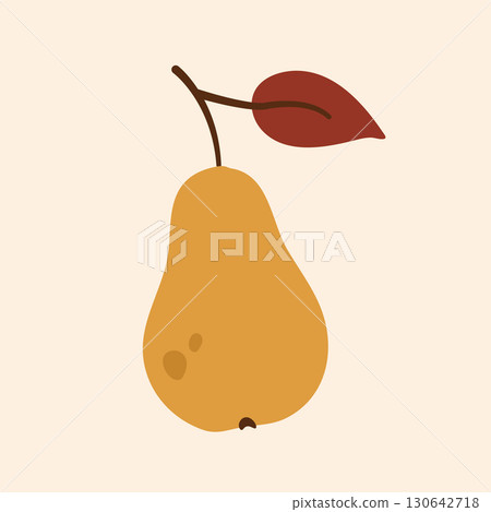 Minimal flat pear illustration on beige background Minimal flat pear illustration on beige background 130642718