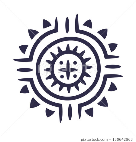Maya Civilization Symbols and Primitive Traditional Sign Vector Illustration 130642863