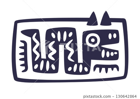 Maya Civilization Symbols and Primitive Traditional Sign Vector Illustration 130642864