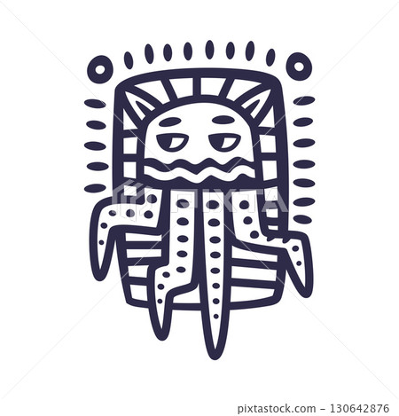 Maya Civilization Symbols and Primitive Traditional Sign Vector Illustration 130642876