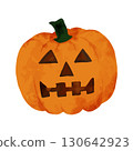 Hand-painted watercolor jack-o'-lantern 130642923