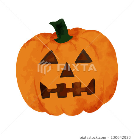 Hand-painted watercolor jack-o'-lantern 130642923