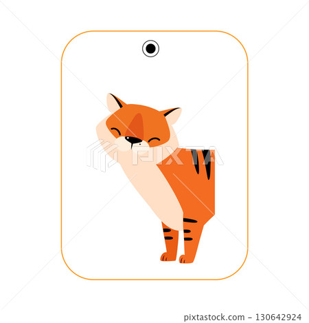 Matching Tiger Animal Picture Flashcard for Children Vector Illustration 130642924