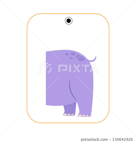 Matching Hippo Animal Picture Flashcard for Children Vector Illustration 130642926