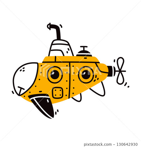 Submarine Boat as Nautical Underwater Vessel Vector Illustration Submarine Boat as Nautical Underwater Vessel Vector Illustration 130642930
