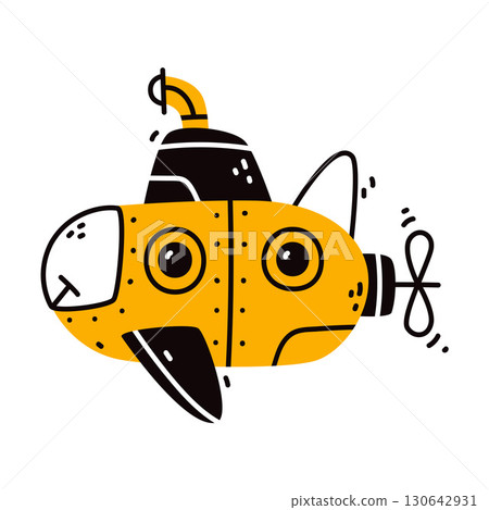 Submarine Boat as Nautical Underwater Vessel Vector Illustration Submarine Boat as Nautical Underwater Vessel Vector Illustration 130642931