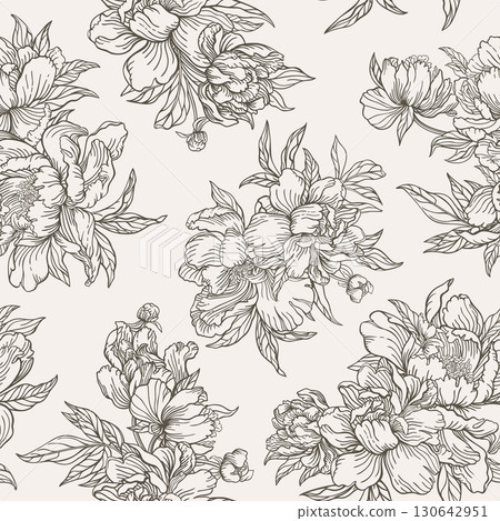 Seamless pattern with peonies 130642951