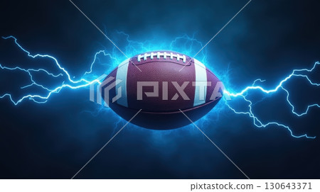 An American football surrounded by blue lightning bolts An American football surrounded by blue lightning bolts 130643371