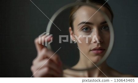 woman with acne lines 130643405