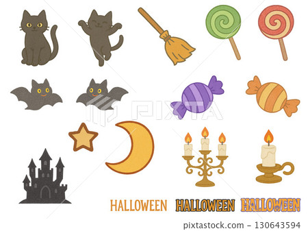 Halloween illustration material: animals and sweets 130643594