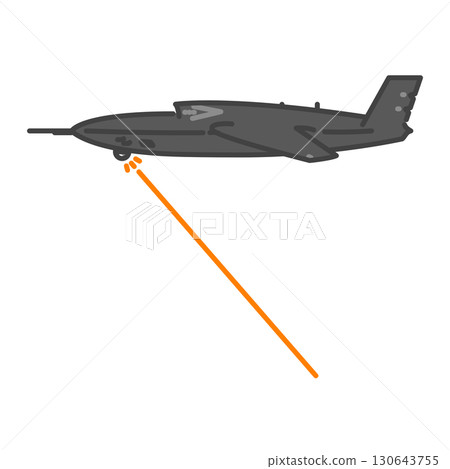 發射雷射並進行攻擊的軍用噴射無人機（UAV）。 130643755