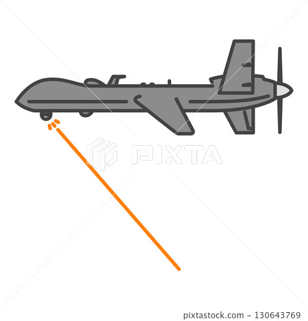A military propeller-driven unmanned aerial vehicle (UAV) that fires lasers and attacks. 130643769