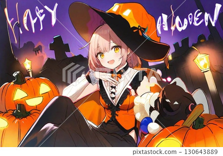 南瓜和萬聖節的巫婆 南瓜和萬聖節的巫婆 130643889