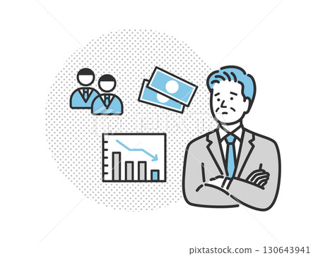 一位憂心忡忡的中年商人的圖標插圖 一位憂心忡忡的中年商人的圖標插圖 130643941