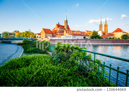 Ancient city Wroclaw on a sunny day. Location Cathedral of St. John the Baptist, Poland, Europe. 130644069