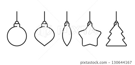 set of Christmas ball, new year ball toy celebration line shape icon collection with editable stroke, ornament holiday vector set of Christmas ball, new year ball toy celebration line shape icon collection with editable stroke, ornament holiday vector 130644167