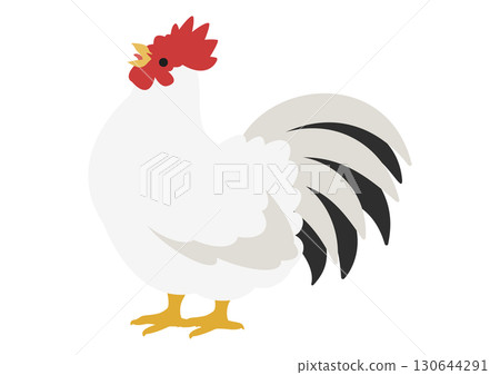 公雞打鳴的簡單向量圖解 公雞打鳴的簡單向量圖解 130644291