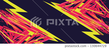 Abstract Grunge Background with Yellow and Pink Brush Strokes, and Bold Lightning Shapes. Suitable for Posters, Banners, Games, Sports, and Event Design Elements Abstract Grunge Background with Yellow and Pink Brush Strokes, and Bold Lightning Shapes. Suitable for Posters, Banners, Games, Sports, and Event Design Elements 130644729