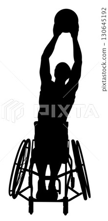 Silhouette Wheelchair Basketball Player Ball Silhouette Wheelchair Basketball Player Ball 130645192