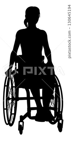 Silhouette of Woman in Wheelchair Front View 130645194