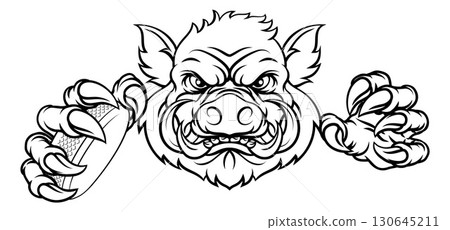 Boar Wild Hog Razorback Warthog Pig Hockey Mascot Boar Wild Hog Razorback Warthog Pig Hockey Mascot 130645211