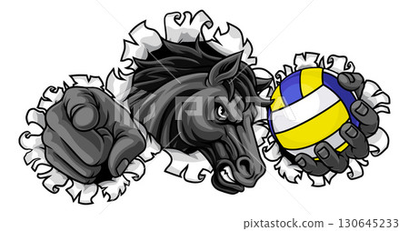 Horse Mustang Stallion Volleyball Sport Mascot 130645233