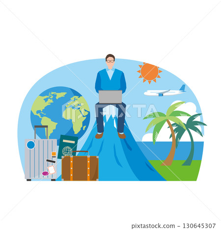 一名男子在搬家時工作 130645307