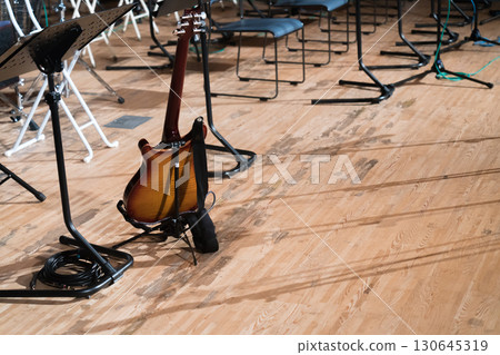 Electric guitar on the stage 130645319