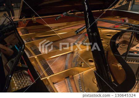 舞台上的大鋼琴和麥克風 舞台上的大鋼琴和麥克風 130645324
