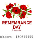 Remembrance Day Poster. Poppy flower - Remembrance Day symbol.  130645455