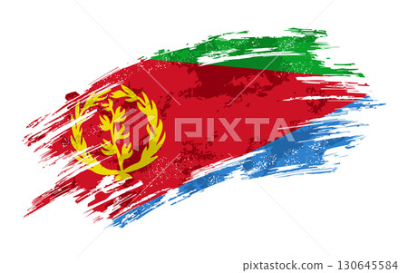 Eritrean flag grunge brushstroke texture background. Vector illustration. 130645584